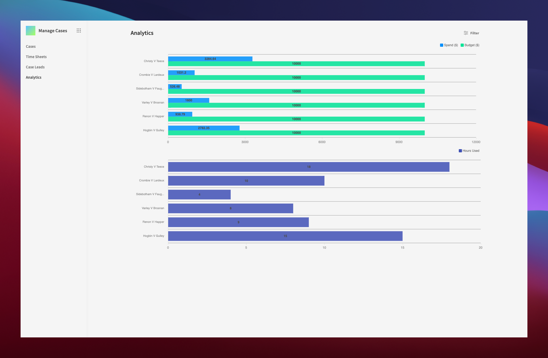 Case Management Template Analytics Screen